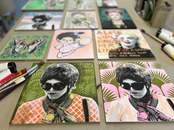 Portrait Collagen von Personen, Comicfiguren und Tieren