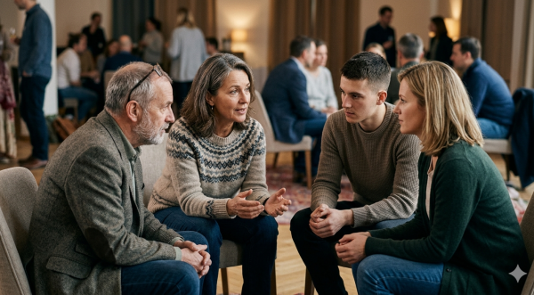 Menschen in einer Gesprächsrunde